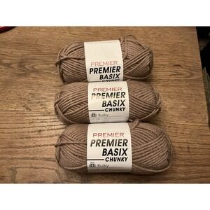 Premier Yarns Basix Chunky Yarn Taupe 3 Pack New